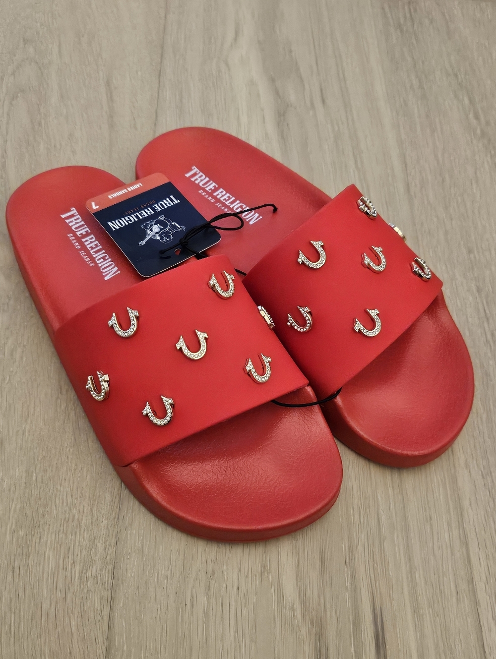 True Religion  Jewel-Embellished Slide Sandals